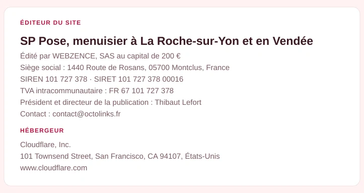 Coordonnées légales de l&rsquo;éditeur et de l&rsquo;hébergeur du site